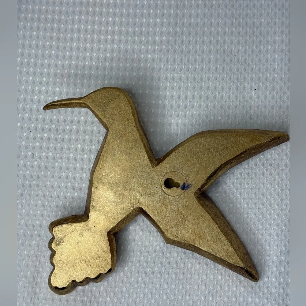 Gold Hummingbird Wall Decor with Mirrored Inlays